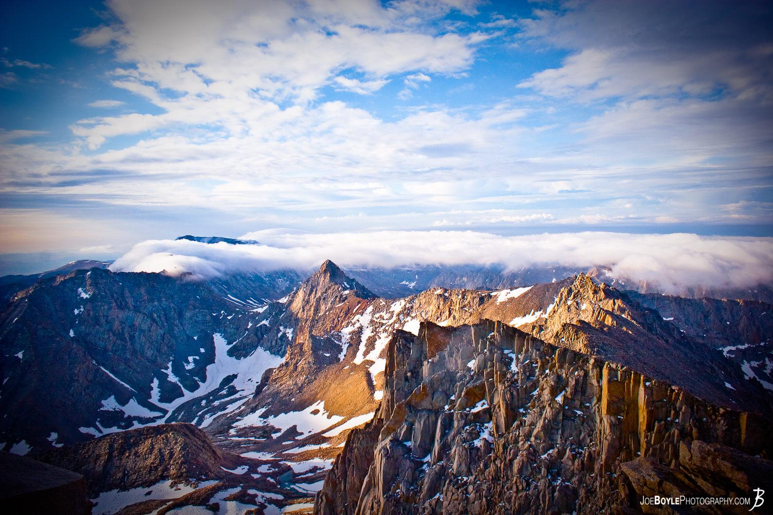 This is the view from on top of Mt. Whitney during a sunrise.